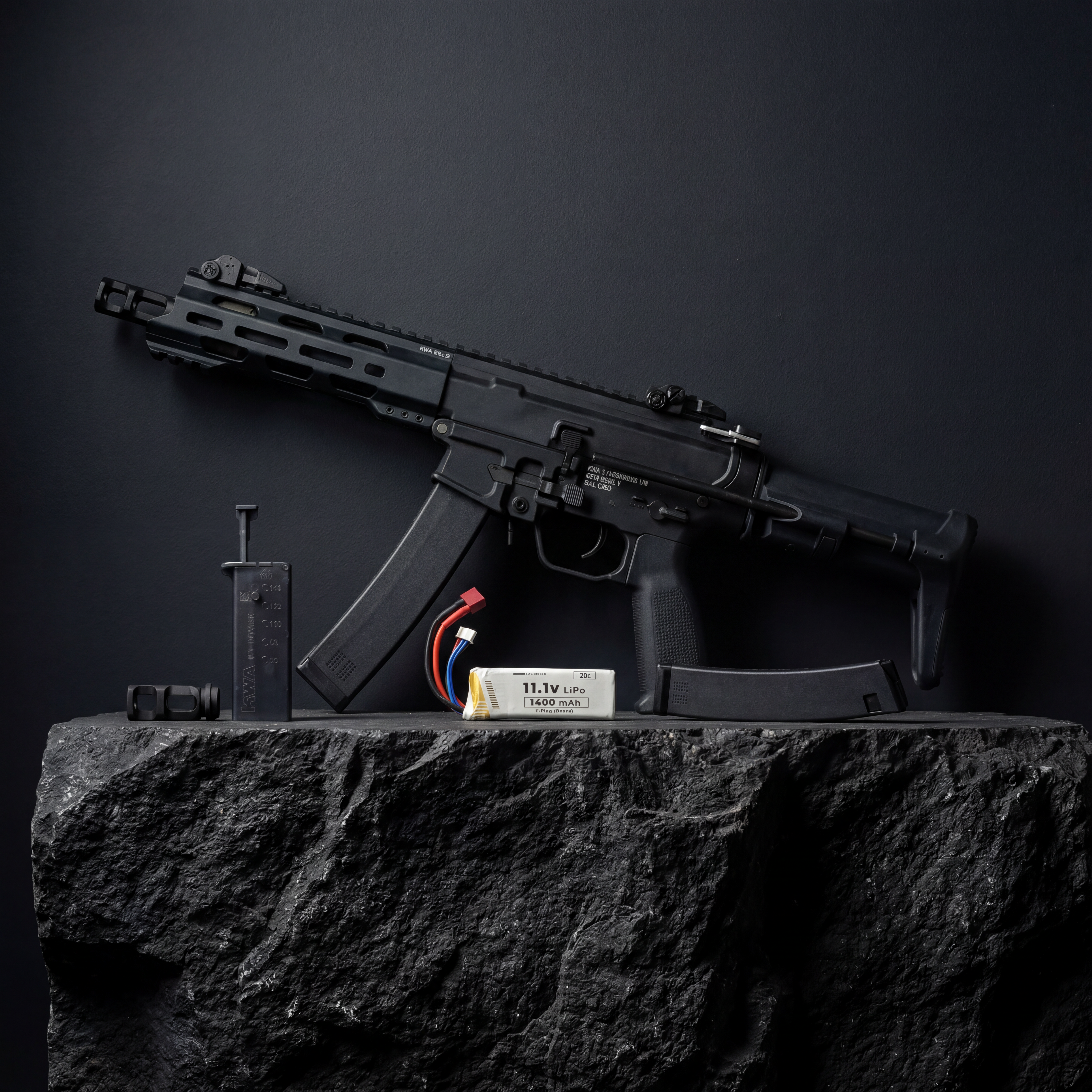 KWA First Mission Kit — gun, mags, battery, and accessories