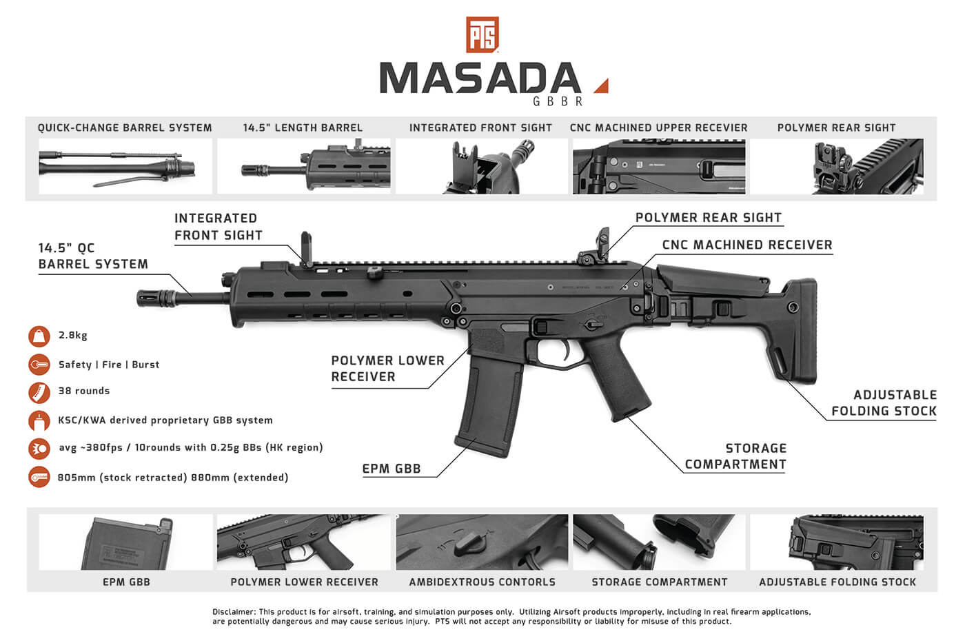 Masada Black - Gas Rifle - KWA Airsoft