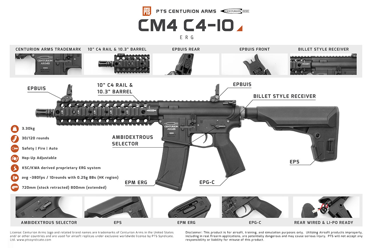 CENTURION ARMS CM4 C4-10 AEG Recoil Rifle (cut off) - KWA Airsoft